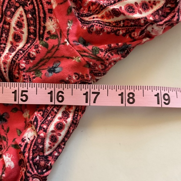 Abercrombie & Fitch Salmon Pink Black Paisley Long Sleeve Romper S Lace Up Y2K - Picture 10 of 12